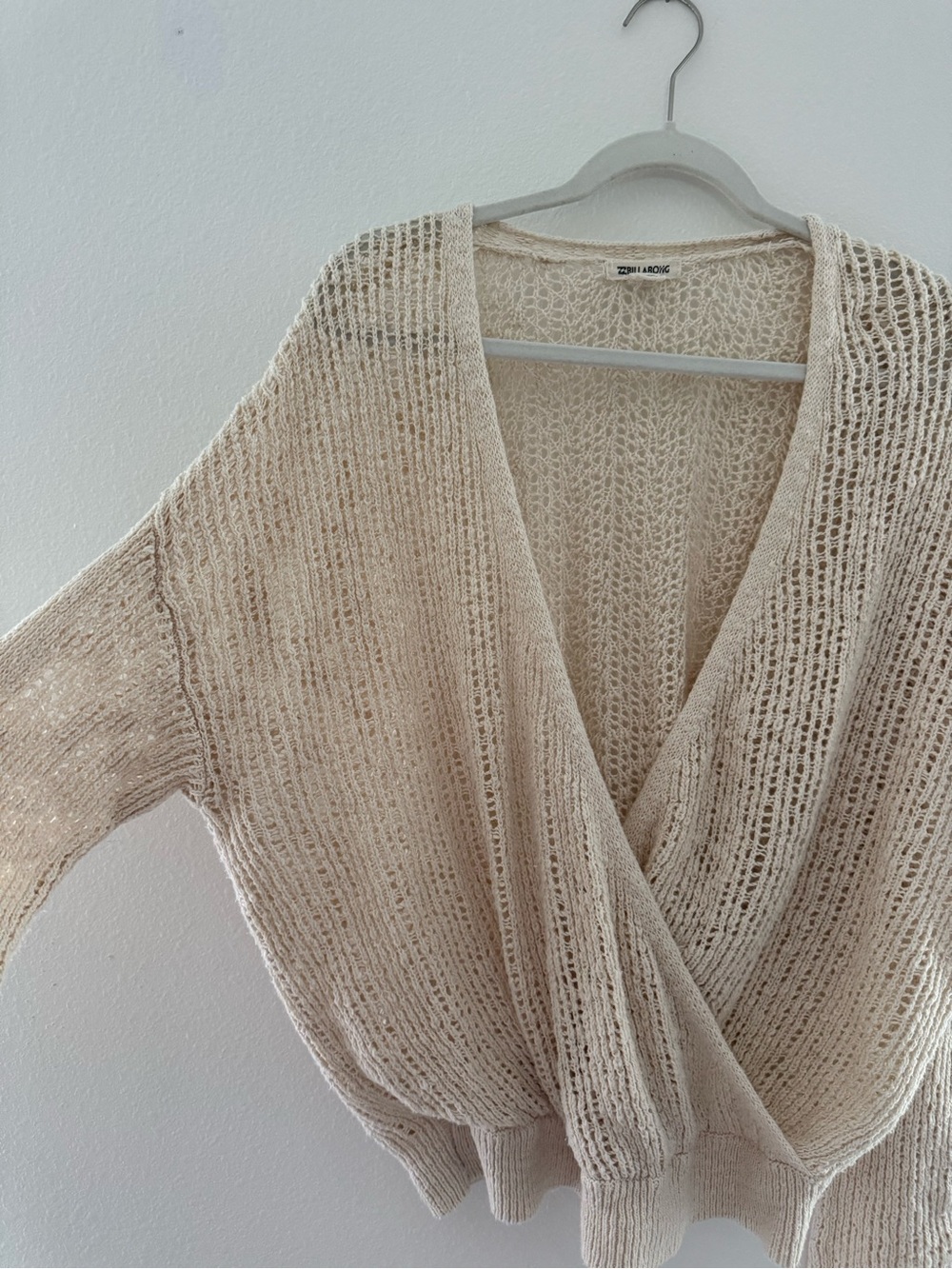 Billabong Knit Open-Weave Wrap Sweater - Cream
